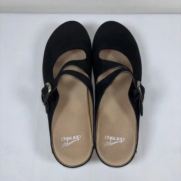 Dansko Britney Womens 41 Clogs Mary Jane Black Nubuck Slip-On Mule Shoe Comfort - Picture 6 of 12